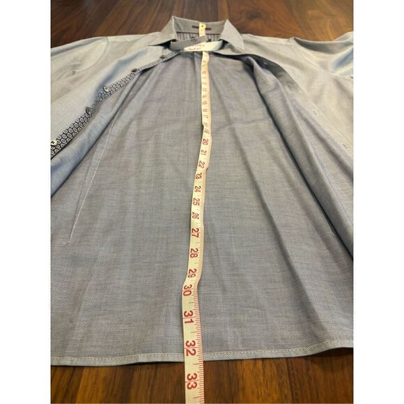Ted Baker Men's Gray Collared Long Sleeve Cotton Button-Down Shirt Size 5 - Picture 5 of 8